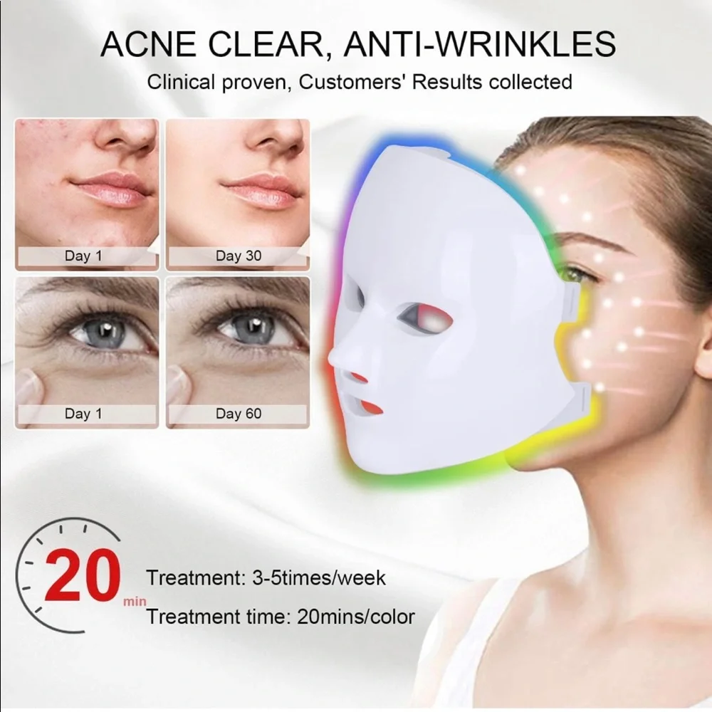 LED 7 Colors Red and Blue Light Therapy Mask. NEW!